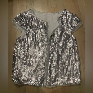 Silver Sequin Short Sleeve Bolero